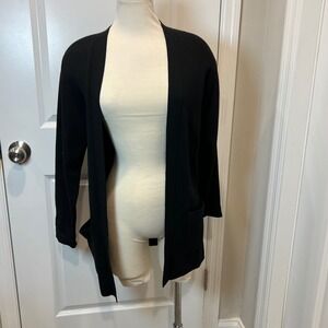 Andrea Jovine Womens Cardigan 100% Wool Open Front Black Size P